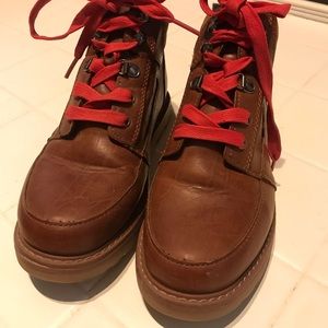 Cat & Jack Kids Boys Brown Lace Up Boots Sz 4 - Worn Once